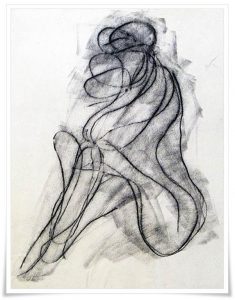 StringNude, charcoal on newsprint, 16 inches H x 15 inches W, circa 1960s