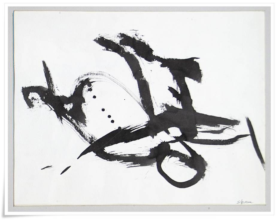 Thresher-Brush, ink on paper, 18 inches H x 24 inches W,
